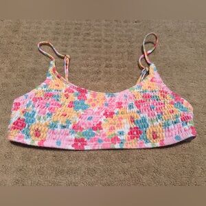 SHEIN Colorful Floral Smocked Crop Top